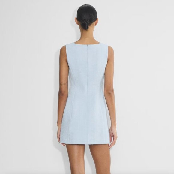 Aritzia Babaton Highrise Tweed Dress Micro Shift Dress Light Blue Size 0 - Picture 4 of 10